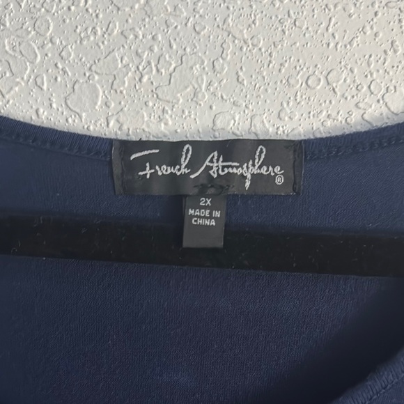 French Atmosphere Navy Tunic Top - Picture 2 of 3